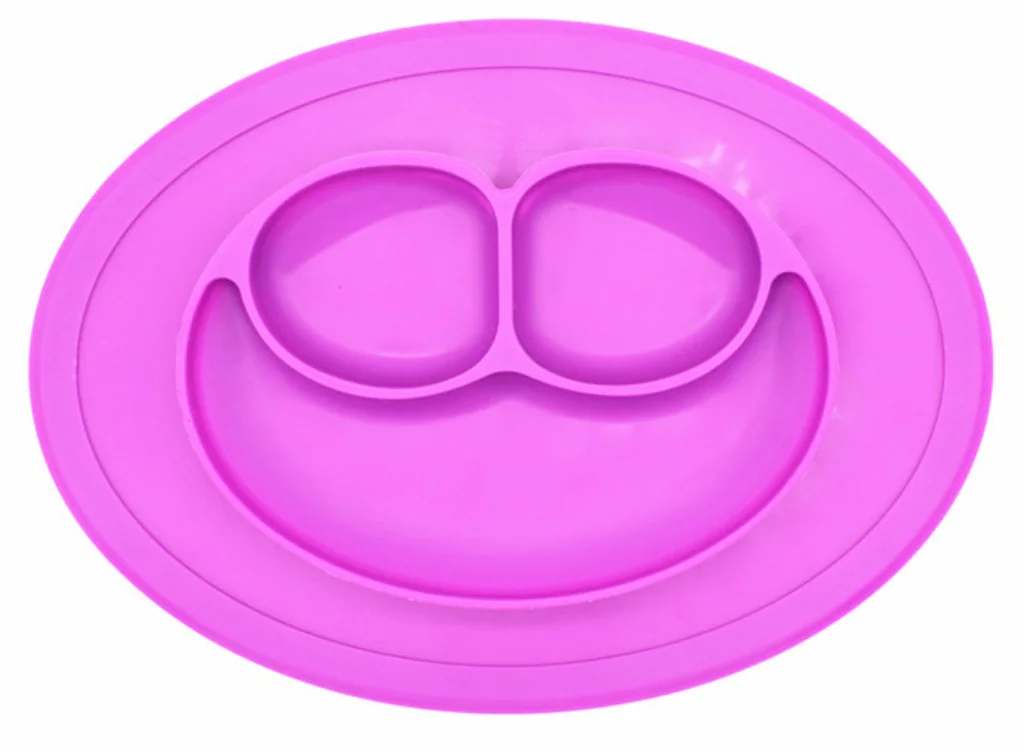 

Smiley Dinner Plate Silicone Infant Children's Plate with Grid Complementary Food Bowl Baby Anti-fallingAnti-slip