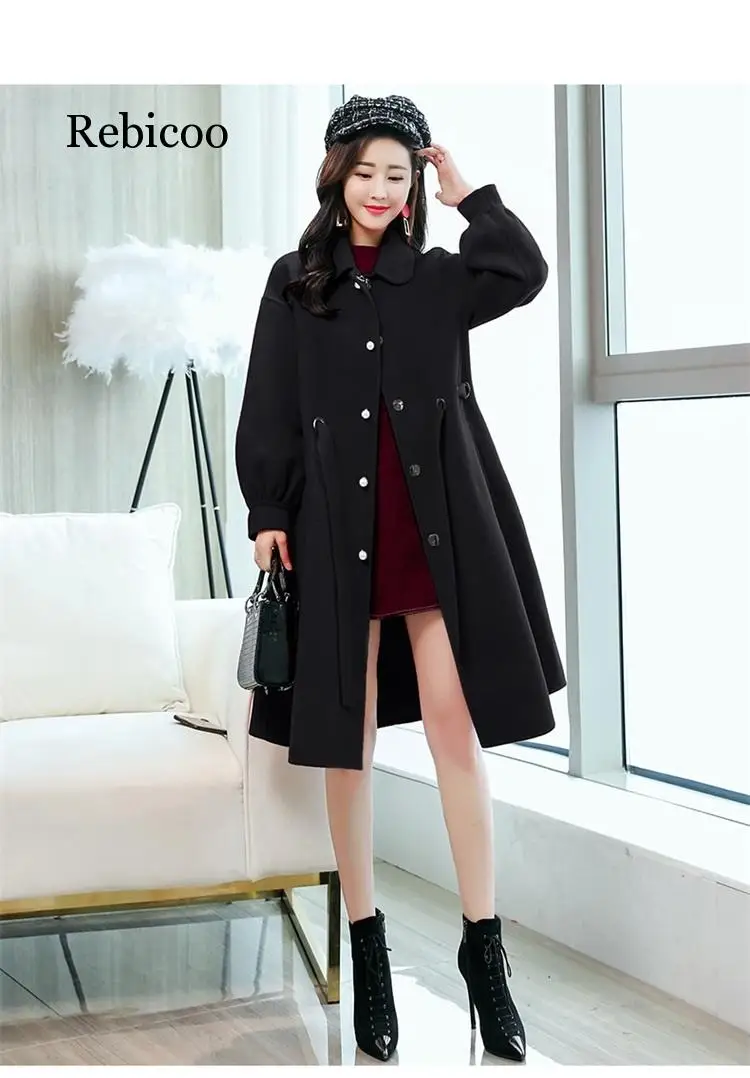 

Women's cashmere fashion new women's coat autumn and winter slim cotton women's loose large size woolen coat