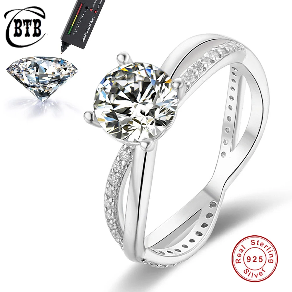 

CBTB 1ct Муассанит классическое кольцо из стерлингового серебра 925 пробы роскошное Женское Обручальное Кольцо изысканное ювелирное изделие подарок оптовая продажа