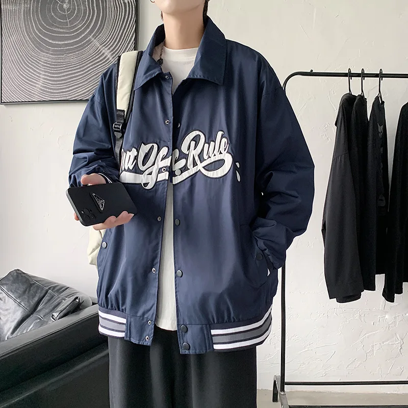 

2021 Spring Autumn New Plus Size Loose Simple Solid Color Couple Jacket Korean Casual Lazy Style Men Letter Jacket Free Shipping