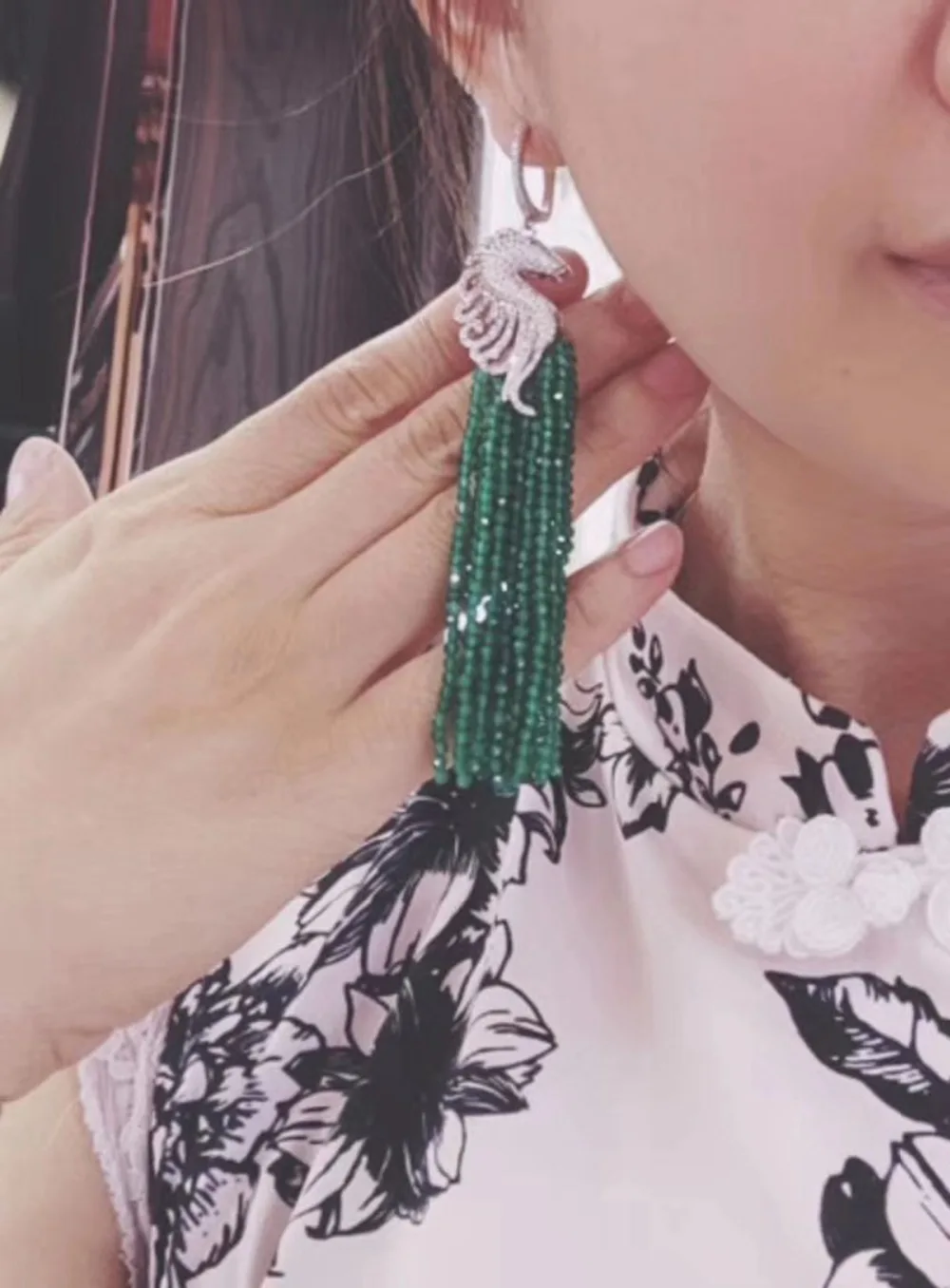 Роскошные серьги с зеленым кристаллом, 925 пробы, серебряное, морской конек, висячие серьги с AAA цирконием, серьги в виде животных, женские свадебные ювелирные изделия