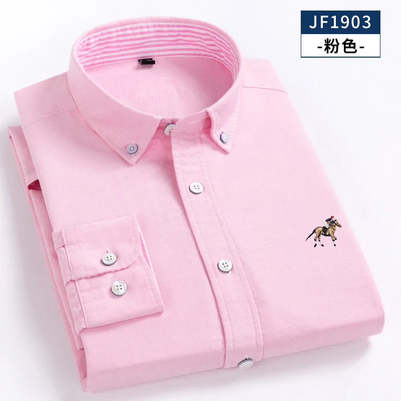 Высокое качество 100% хлопок Оксфорд мужские рубашки с длинным рукавом