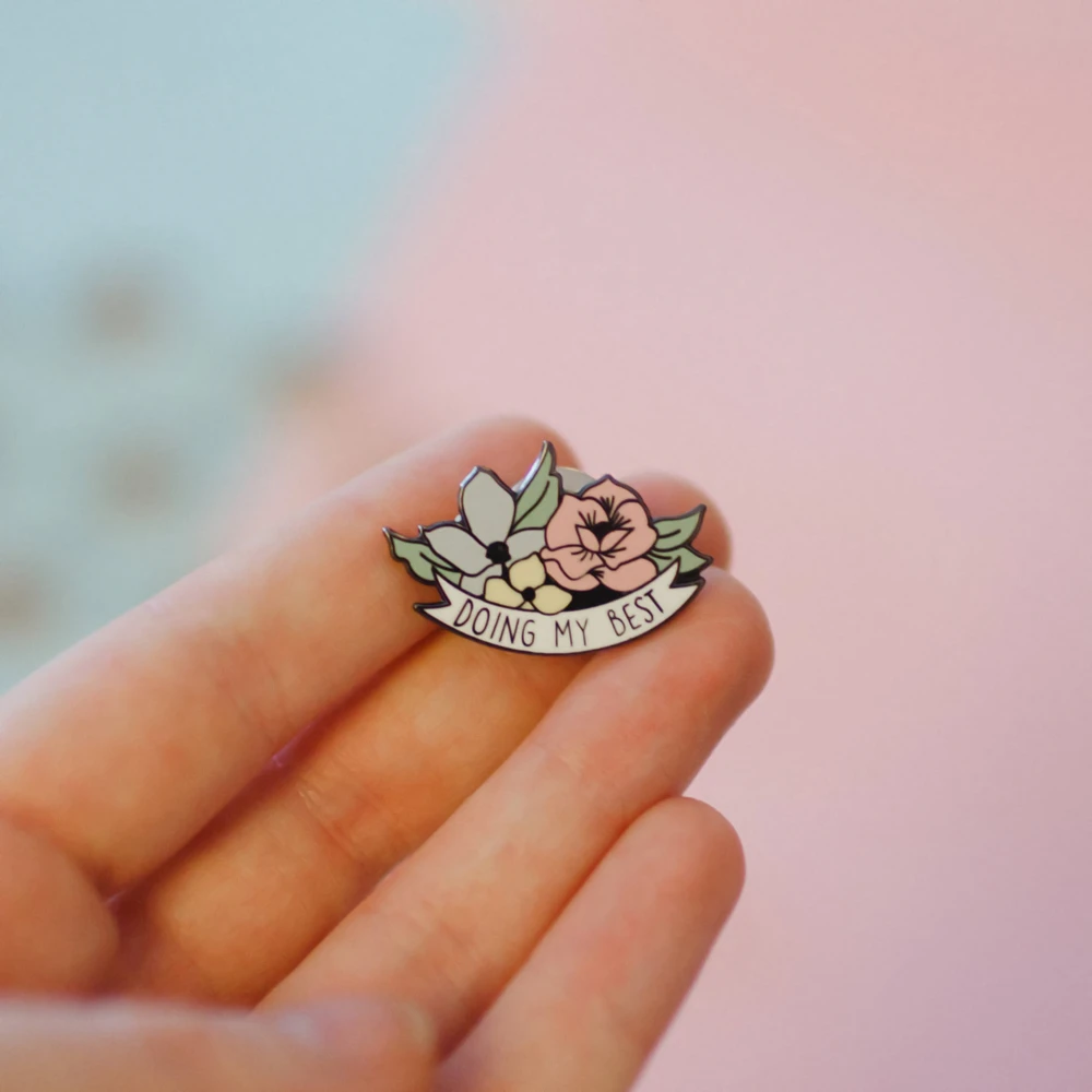 

Doing My Best Novelty Hard Enamel Pin Cute Cartoon Plant Flowers Brooch Lapel Badge Fashion Jewelry Unique Gift for Best Friends