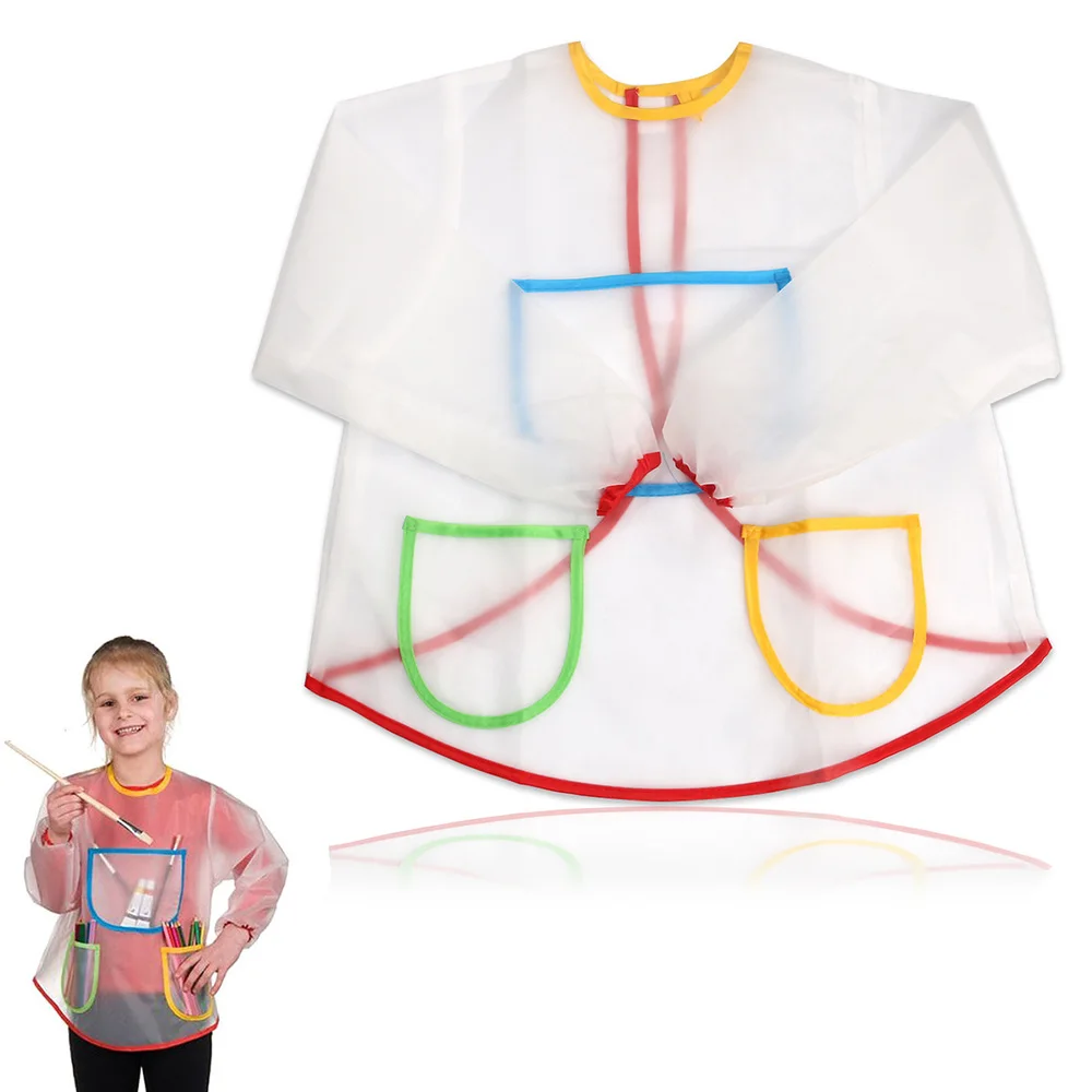 UEETEK водонепроницаемый детский фартук с длинными рукавами для рисования | Дом и