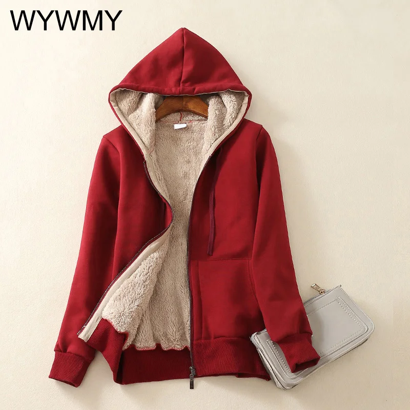 WYWMY Cashmere Winter Jacket Women Warm Coats Hooded Thick Parkas Female Plush Hoodie Women Basic Jackets And Coats Fashion 2020
