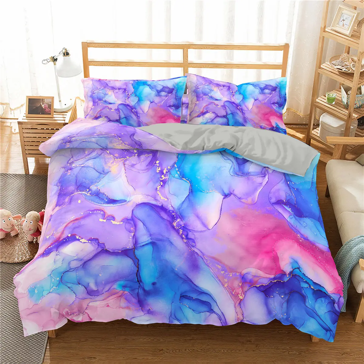 

Tie Dye Bedding Set Colorful Marble Teen Girl Bedding Watercolor Duvet Cover Set Marble Abstract Kids Quilt Cover Bedspreads