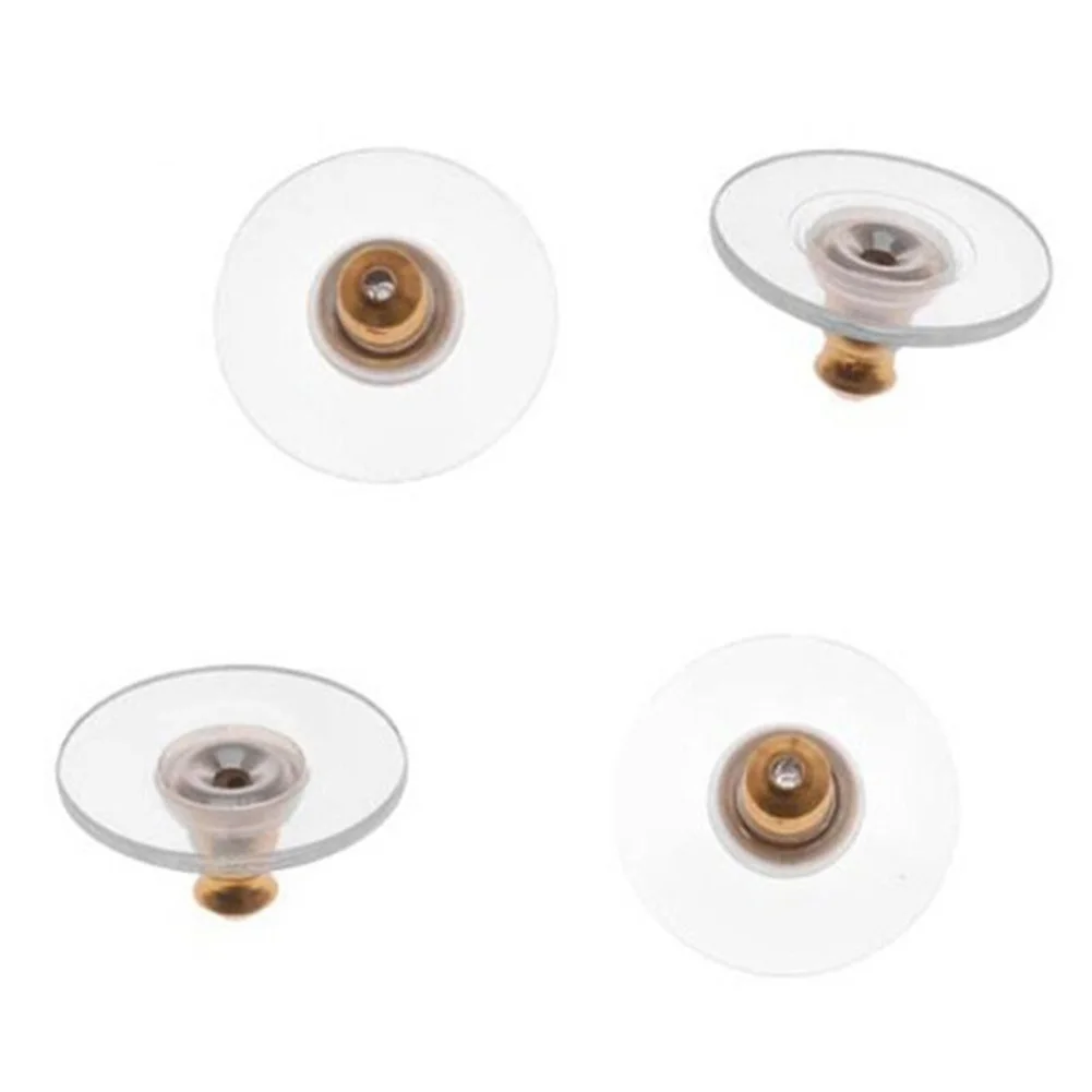 100 Pcs Backstops Safety Stud Jewelry Round Soft Stoppers Earring Backs DIY Ear Plugging Pads Caps Blocked Clear | Украшения и