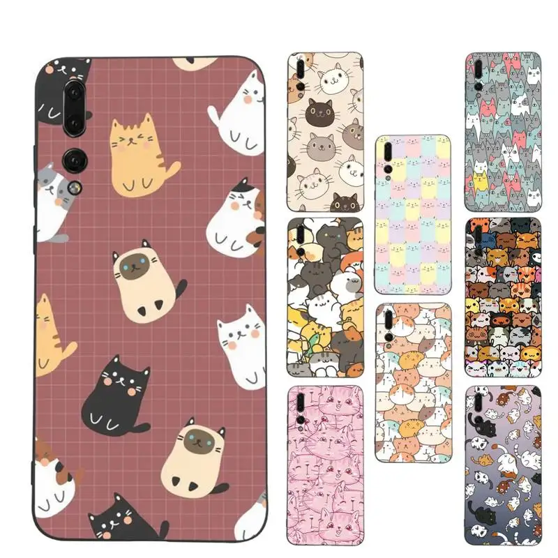 

Cartoon Cat Face A Lot Pile of Cats art Phone Case For Huawei P9 P30 lite p30 20 pro p40lite P30 Soft Silicone Capa