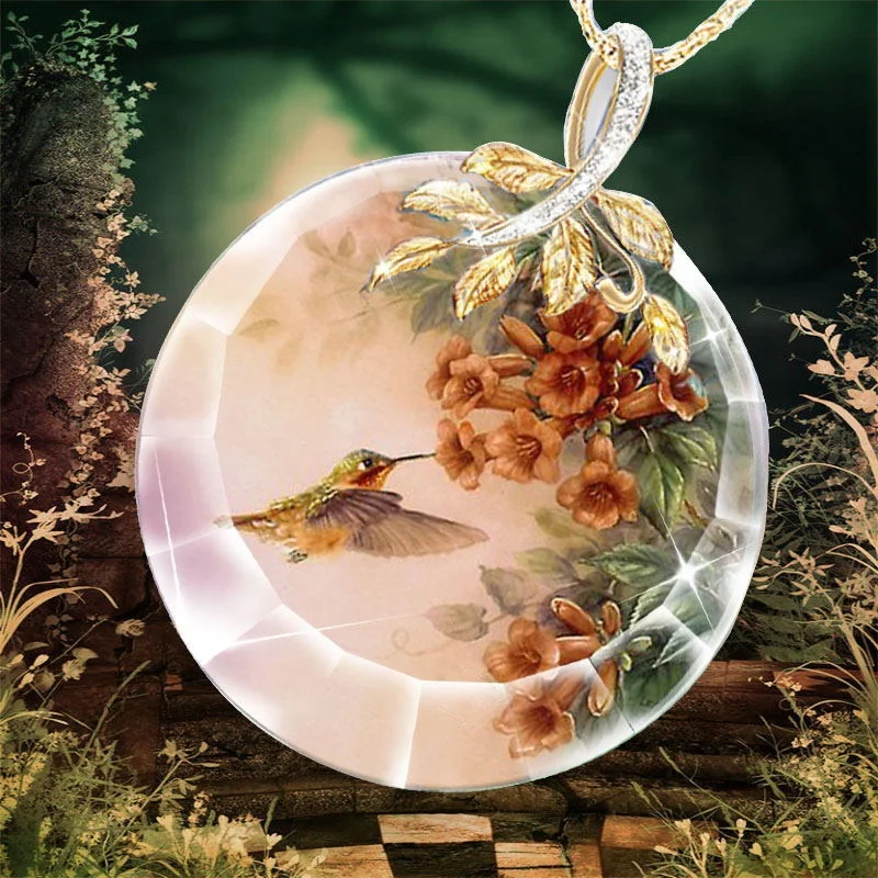 

Feminine Delicate Hummingbird Necklace 925 sterling silver crystal pendant necklace