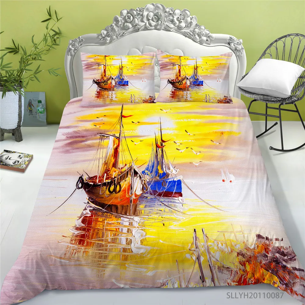 

3D Bedding Set King Size Duvet Cover Set Oil Painting Print 2/3 Pcs Unique Design Bed Set Pillowcase Home Decor
