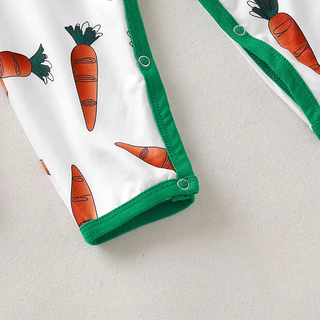 Детский комбинезон с принтом в виде моркови и шапка кроличьими ушками|Боди для