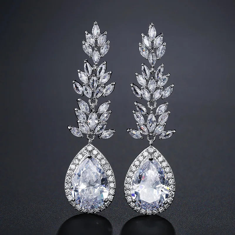 Серьги подвески Uilz женские в форме капли воды блестящие роскошные украшения с