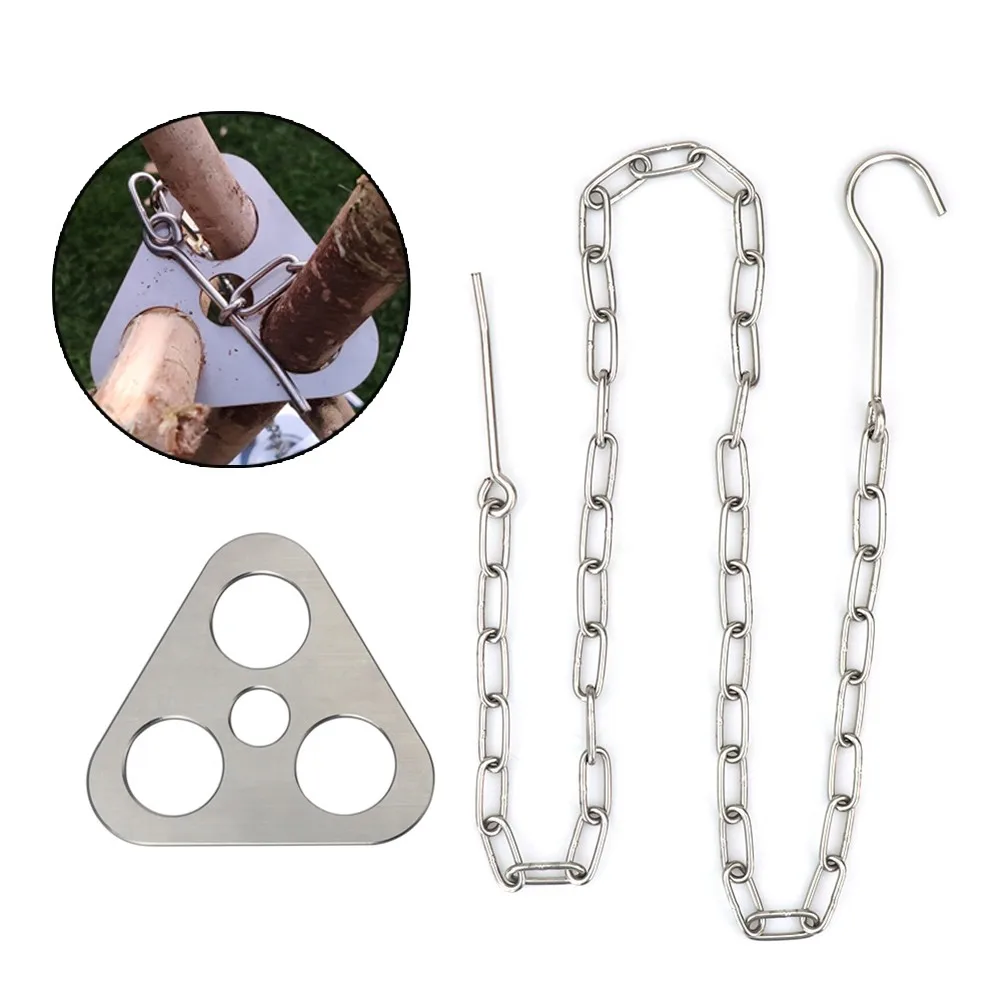 

Portable Outdoor Camping Bonfire Tripod Cooking Barbecue Picnic Triangular Hanging Pot Bracket Adjustable Fire Stand Tripod Tool