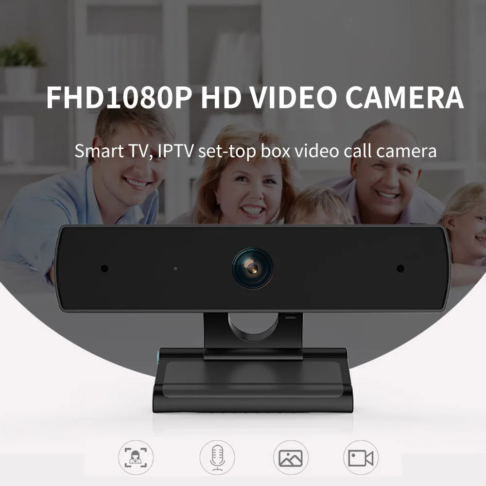 Компьютерная камера с USB кабелем HD 1080P со встроенным микрофоном черная веб без