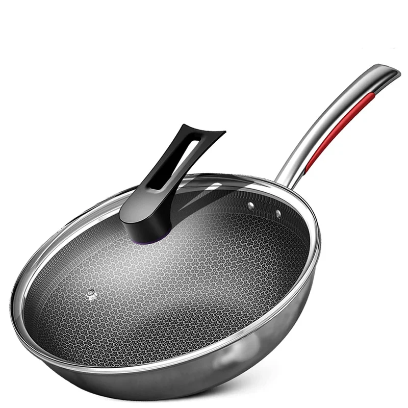 

32cm Nonstick Wok 316L Stainless Steel Honeycomb Nonstick Wok Kitchen Cookware Honeycomb Nonstick Bottom Kitchen Cookware Wok