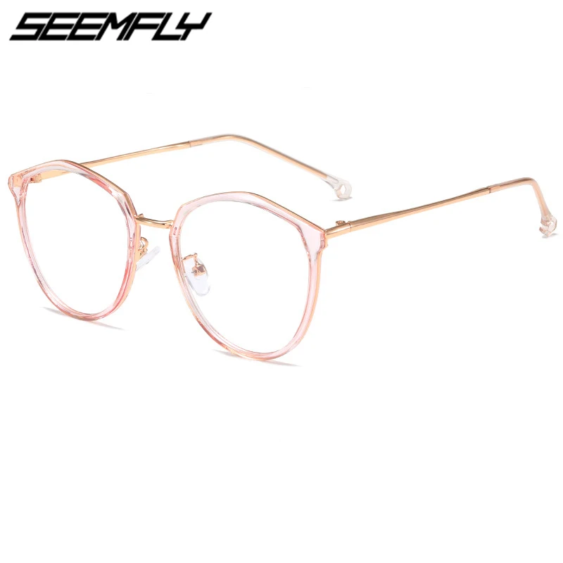 

Seemfly Polygon Metal Anti Blue Light Blocking Glasses Women Men Computer Goggle Clear Lens Eyeglasses Spectacle Unisex Eyewear