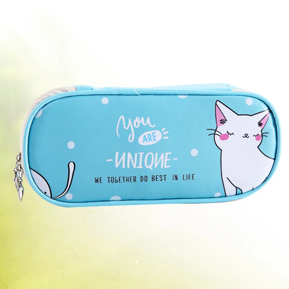 

1pc Cartoon Animals Pencil Case Large Capacity Pen Storage Bag Multifunctional Stationery Pouch (Blue)