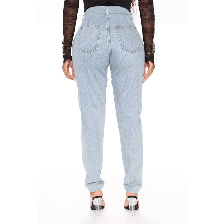 

Weigou Autumn High Waist Jeans Woman Thin Slim Hips Leg Opening Jeans Elastic Denim pencil Skinny Jeans Fashion Causal Pants