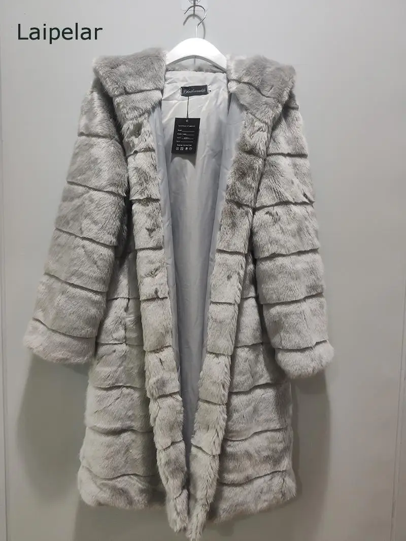 Шуба из искусственного меха модное пальто норки с широкой талией женское длинное