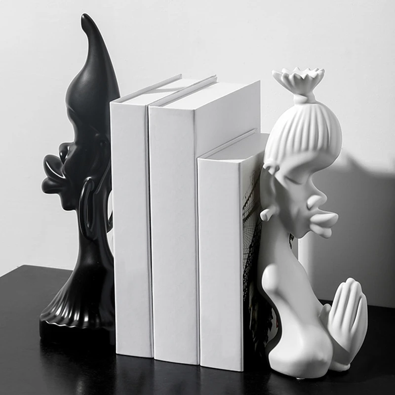 Керамические абстрактные статуэтки для мужчин и женщин 2 шт./компл. белая черная