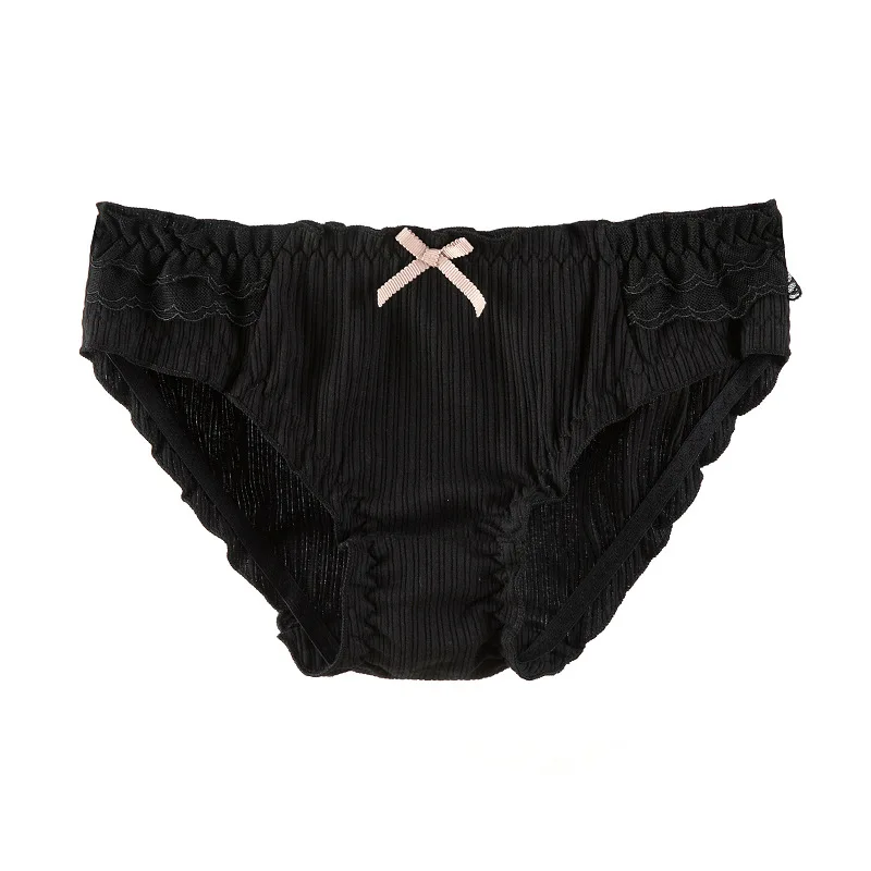 

New Girly Japanese Threaded Panties Sweet Lace Border Embroidery Cute Briefs Mid-waist Women's Panties Lingerie Femme Sexy