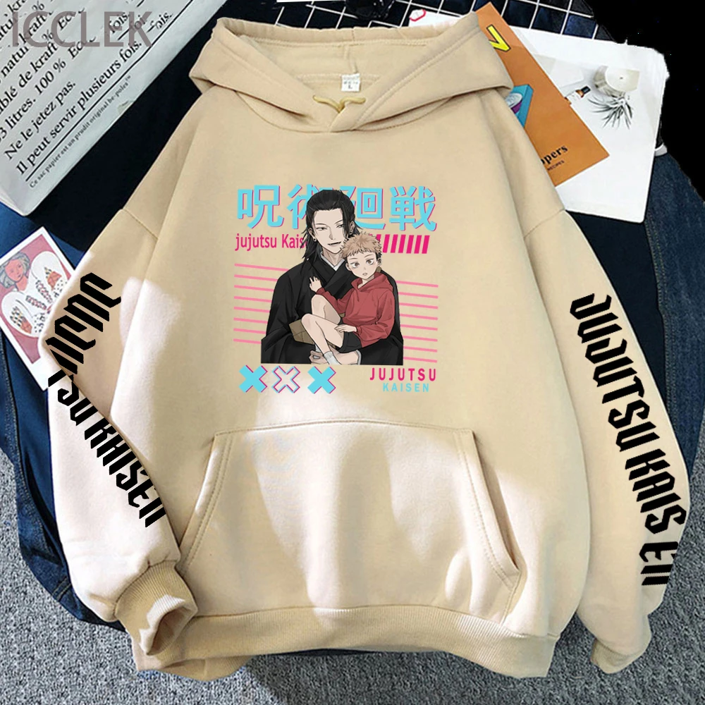 

2021 толстовка с капюшоном в стиле аниме juютсу Kaisen Yuji Itadori Sukuna Harajuku, уличная одежда в стиле Харадзюку