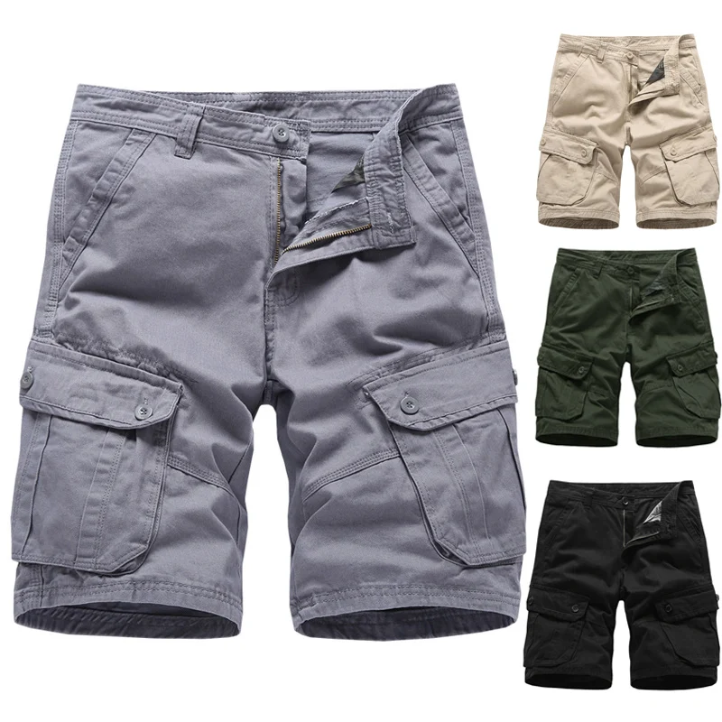 

Fashion Mens Casual Cotton Cargo Shorts Solid Beach Short Pants for Summer SER88