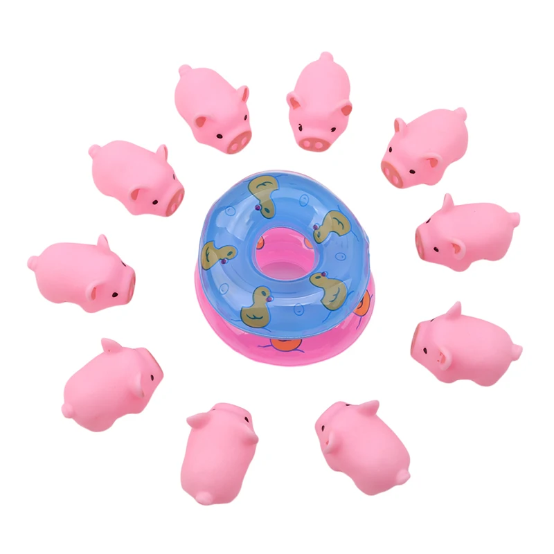 Cute Pink Pigs Squeeze Sound Squeaky Bathing Toy For Baby Bath Toys Shower Cartoon Animal Swimming Water Soft Floating Rubber | Игрушки и