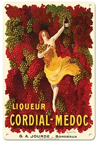 

Ликер Cordial-Медок-французское вино-G. A. Винтоустроители Jourde, Бордо, Франция, металлический жестяной знак