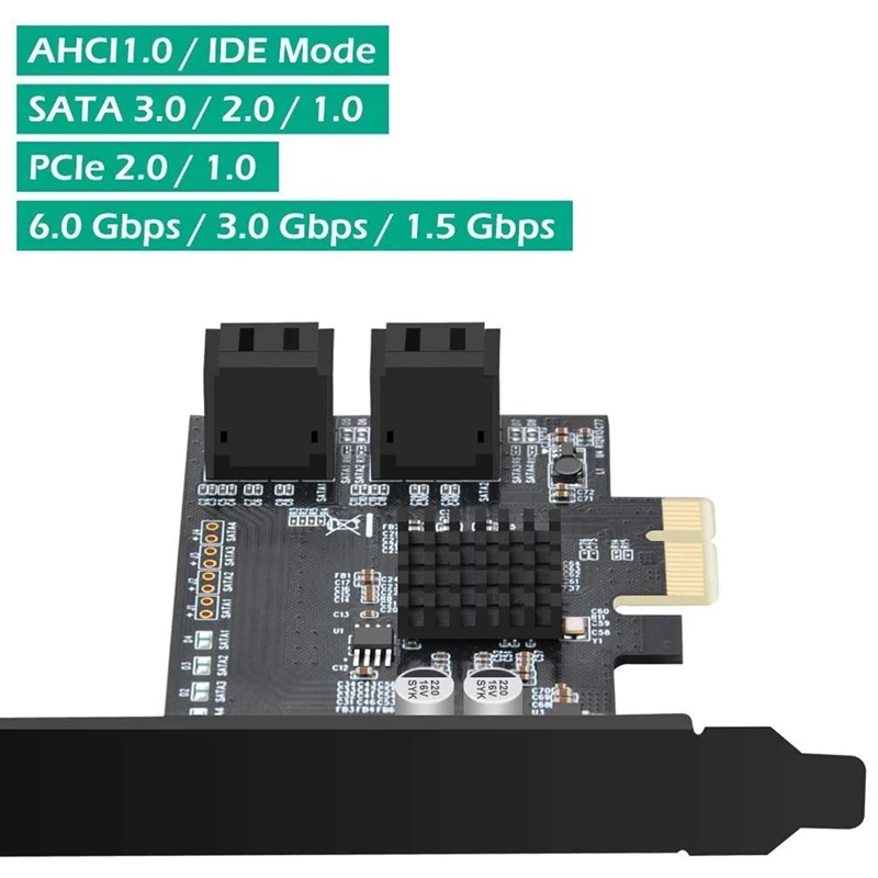 Адаптер PCIE 2 0x1 на 4 порта SATA карточка с чипсетом Marvell без Raid для майнинга Ipfs и