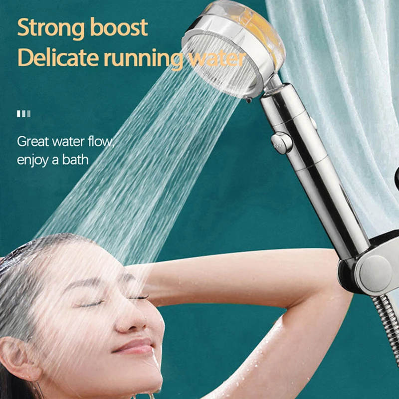 

2021 Shower Head Water Saving Flow 360 Degrees Rotating With Small Fan ABS Rain High Pressure Spray Nozzle Bathroom Accessories