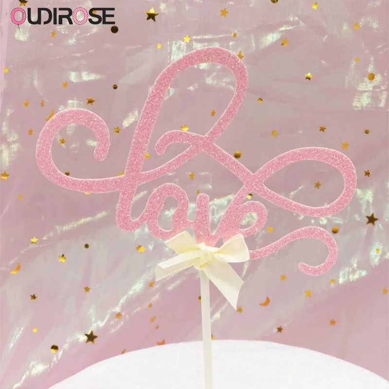 Pink Butterfly Happy Birthday Cake Toppers Bow-knot Heart Star Paper Cupcake Topper Wedding Party Decor Supplies For Bridal Gift | Дом и сад