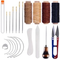 lmdz 22 pcs leather sewing tools leather working tools and supplies with folder paper creaser large eye stitching needles