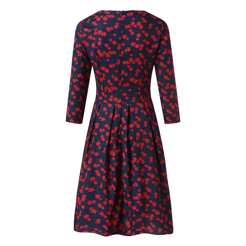Women Summer Dresses 2020 Floral Print Vintage Formal Dress Elegant Midi Evening Sundress 3/4 Sleeves Vestidos De Festa Longo | Женская