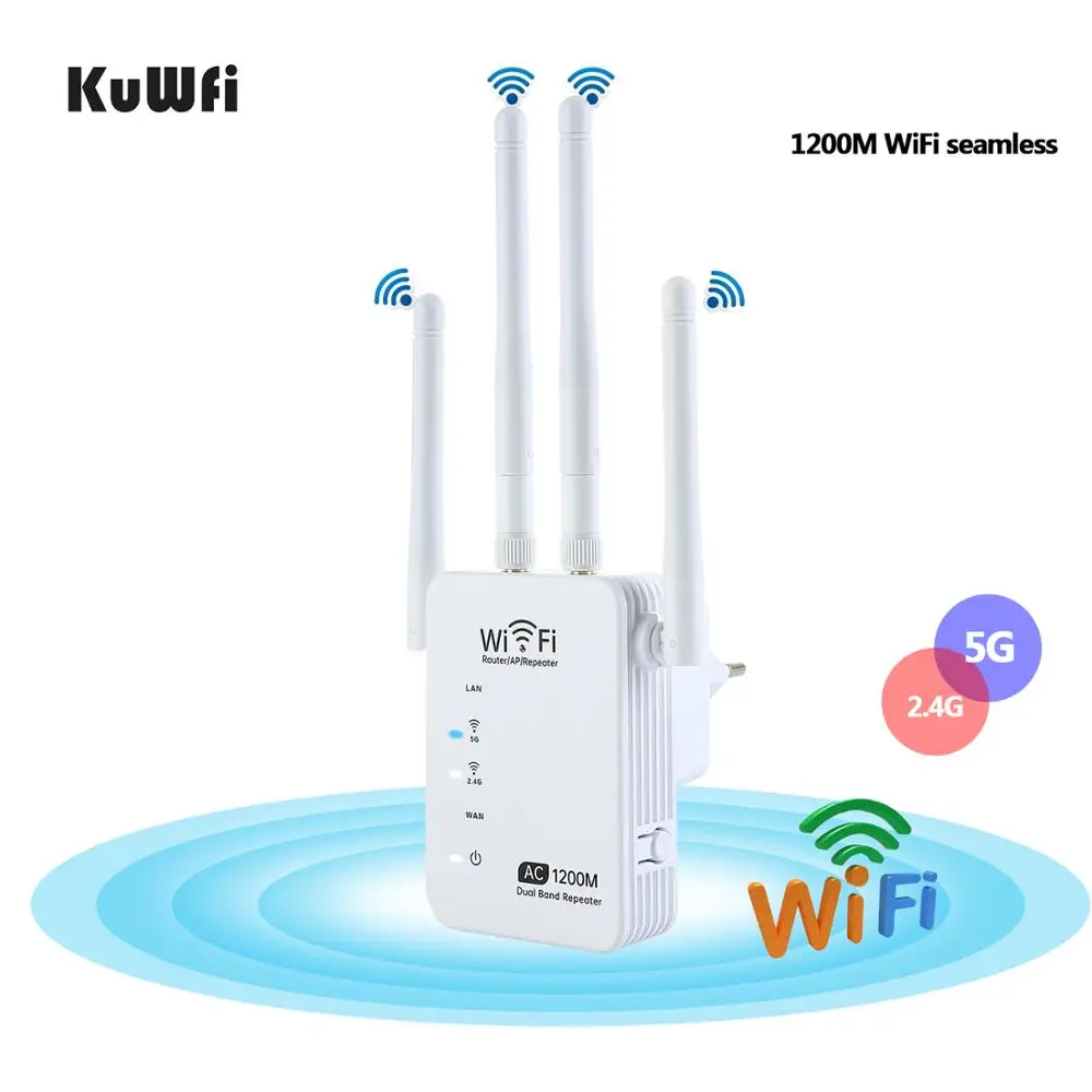 

Усилитель сигнала Wi-Fi KuWFi, 1200 Мбит/с, 4 антенны