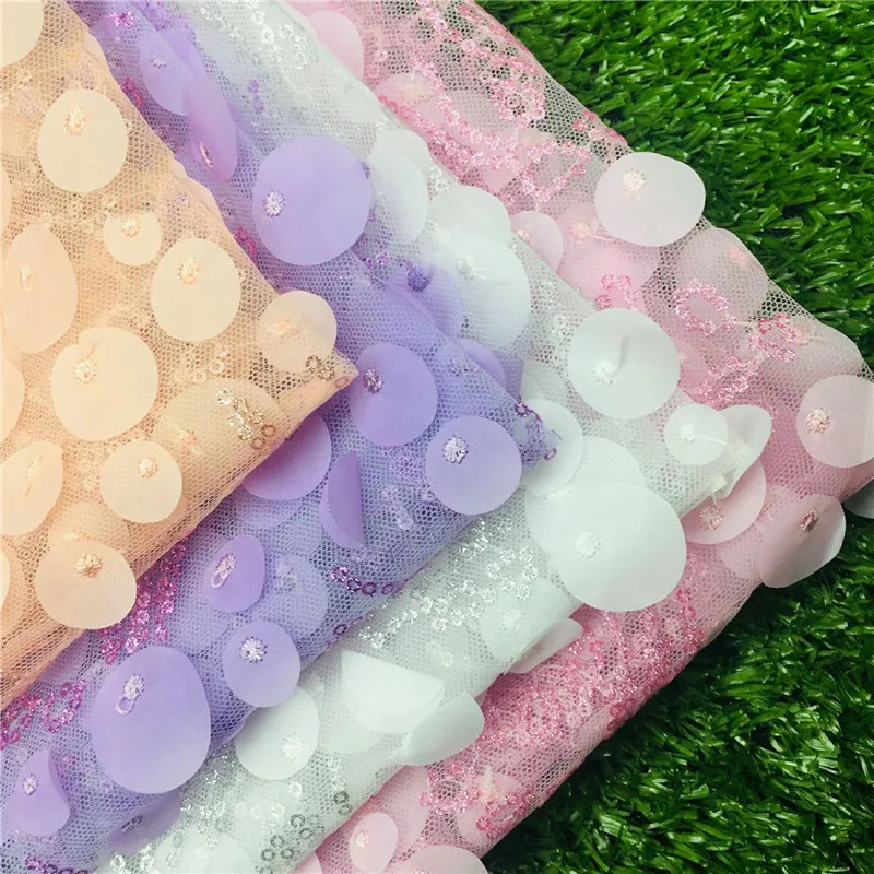 Жаккардовая мягкая Тюлевая ткань с 3D вышивкой ширина 120 см блестками для