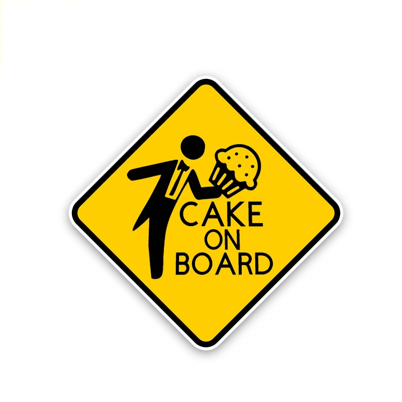 

Car-Sticker Automobiles Motorcycles Window Bumper Laptop Vinyl Decal Decorative Goods Funny Cake on Board warning sign 15cmx15cm