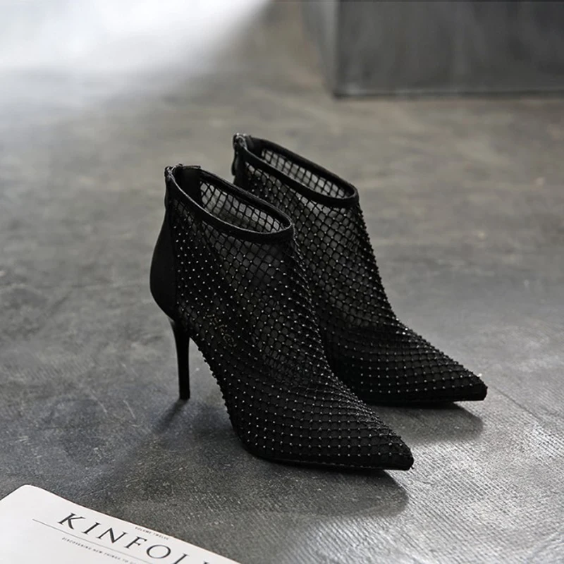 Женские ботинки с острым носком женские ботильоны на шпильке модная женская