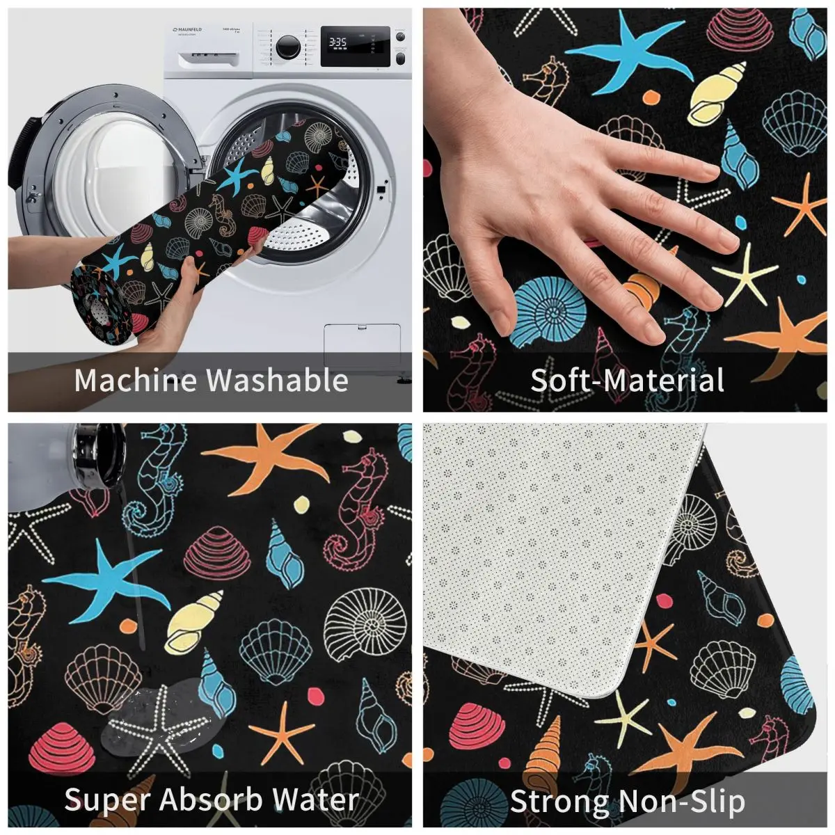 Ocean Beach Seashells Wonder Of The Sea Mat Soft Bath Non-Slip Welcome Mats for Floor Kitchen Printed Bathtub Shower | Дом и сад