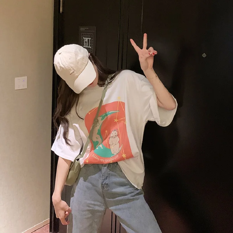 

Women Graphic Cute Rat Print Tops Clothing Female Casual Short Sleeve T Shirt Anti-wrinkle Tops Ladies 2021 Summer New T-Shirts