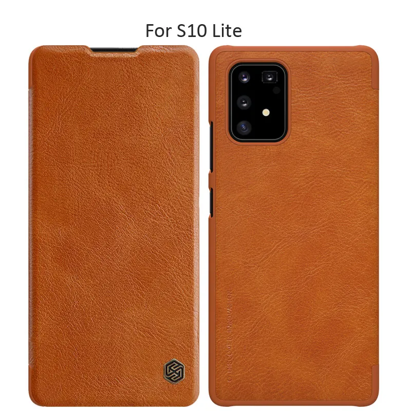 Кожаный флип-чехол Nillkin Qin для samsung Galaxy S10 Plus 5G S9 Plus Lite - Цвет: Brown