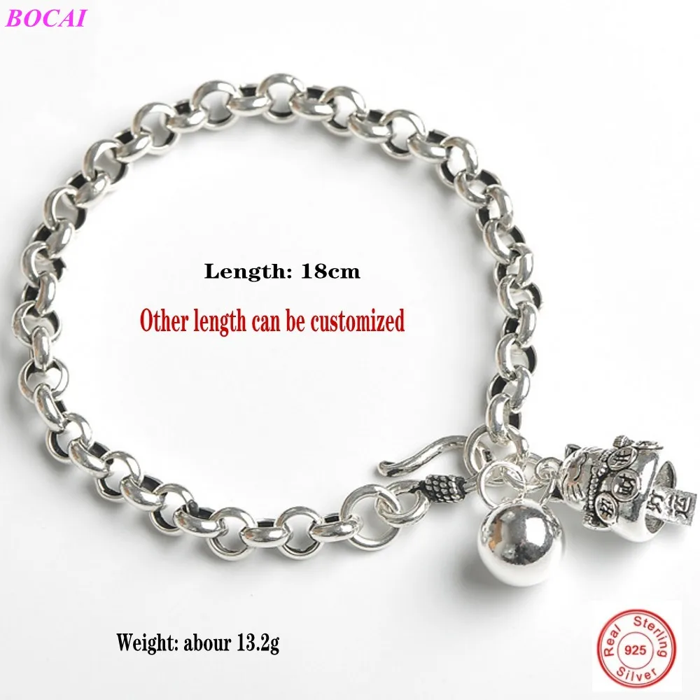 BOCAI S925 стерлингового серебра браслет Популярные для женщин ручной работы
