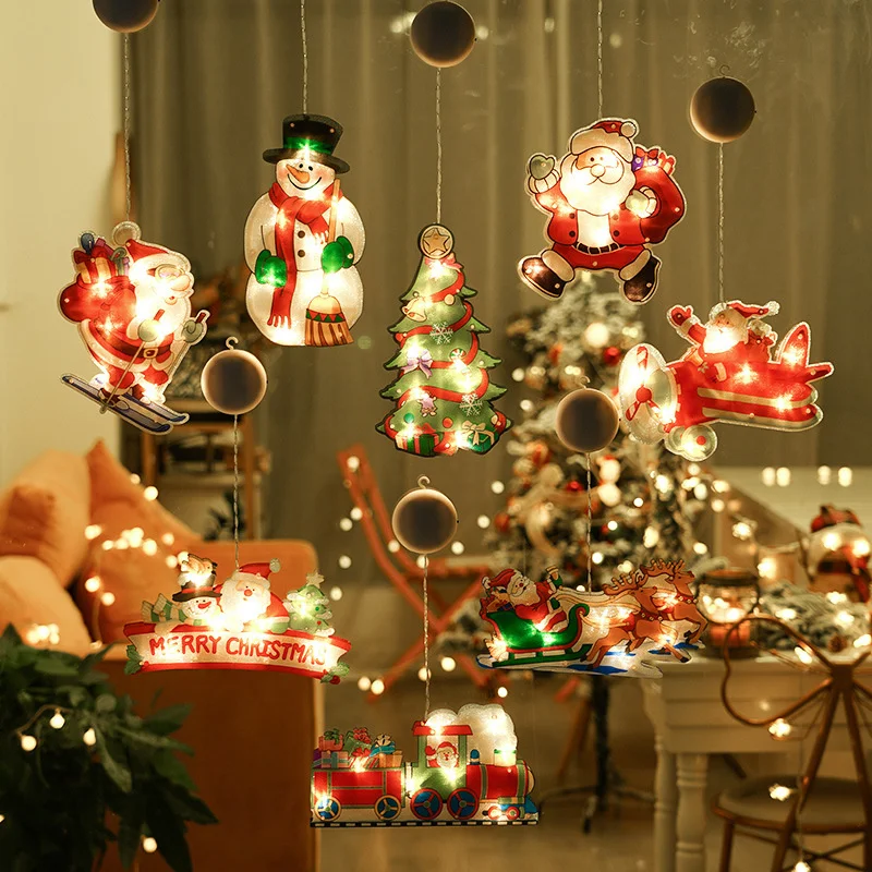 

Christmas LED Sucker Lamp Christmas Decoration For Home Santa Claus Snowman Lights Shop Window Dress Up Xmas Tree Ornaments 2022