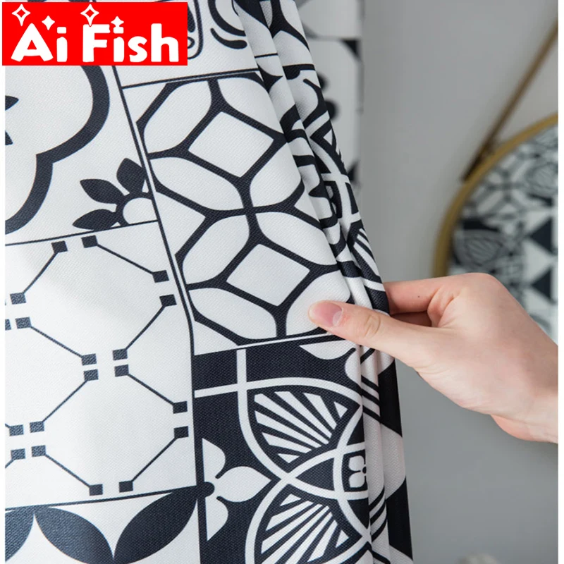 

Moroccan Black and White Ethnic Patchwork Bedroom Curtains Exotic Geometry Semi-shading Curtains For Living Room Drapes MY527-5