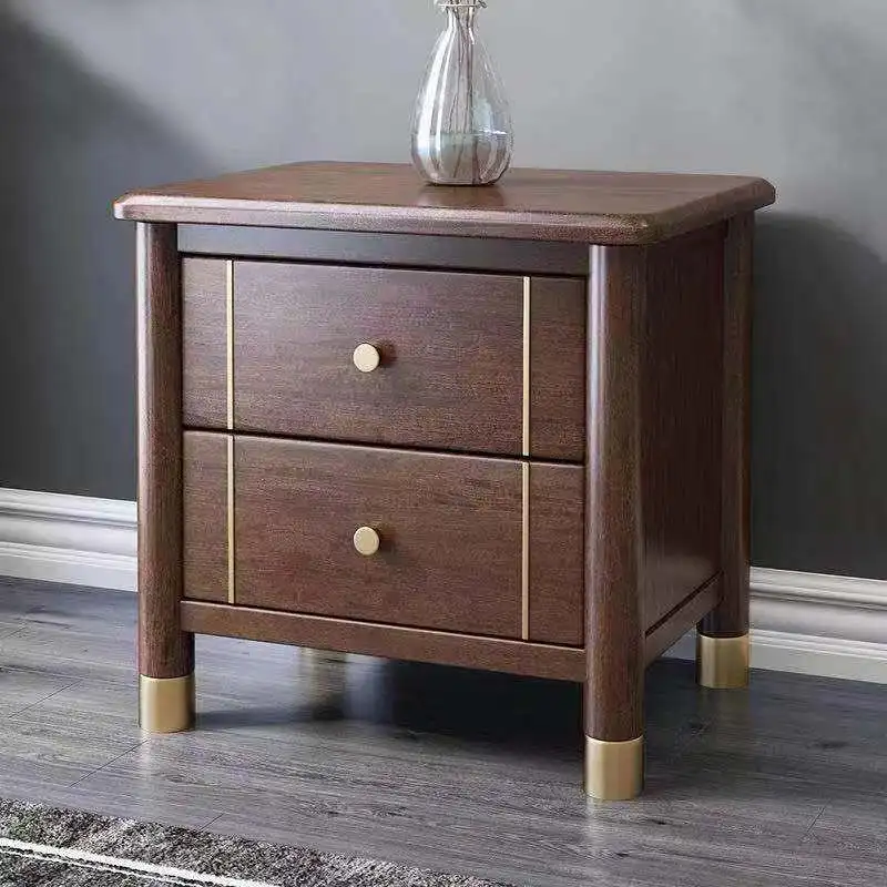 

Louis fashion Nordic solid wood bedside cabinet light luxury walnut new Chinese modern simple bedside storage cabinet