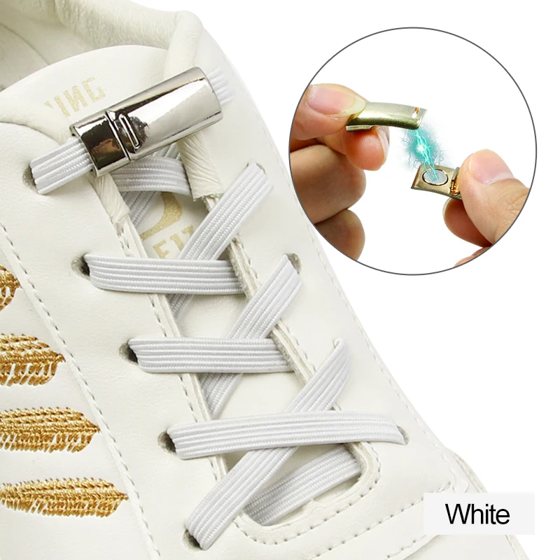 1 pairs Colorful easy lace No Tie Shoelace Elastic Shoe Lace For adult child Magnetic Locking ShoeLaces shoelaces flat
