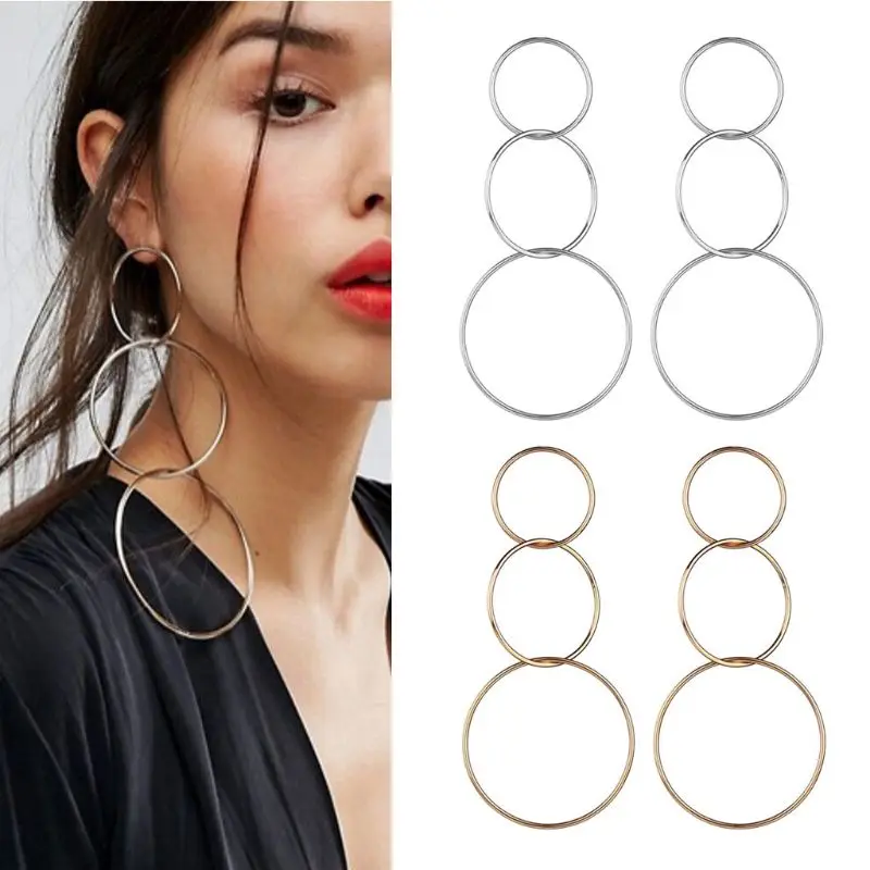 

Sexy Oversize Large Round Circle Drop Earrings For Women Geometric Statement Big Long Dangle Hoop Earrings Bib Jewelry