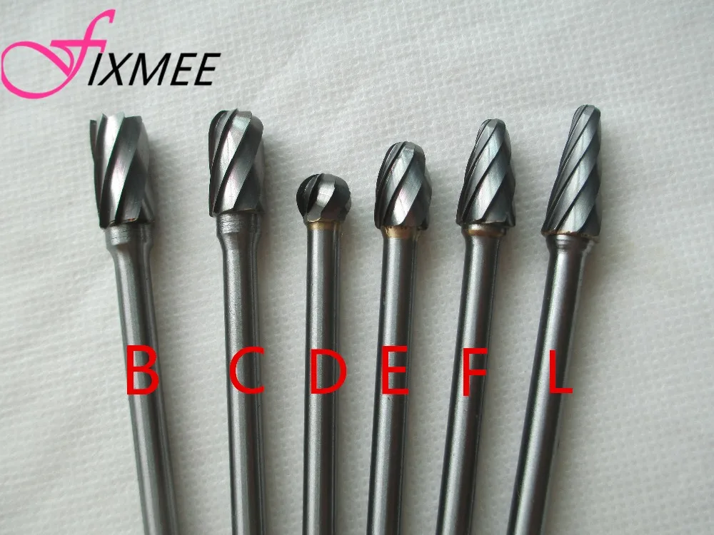 

6pc/lot 6 x 10MM 150mm Long Tungsten Carbide Aluminum Cut Rotary Burr Burs 1/4-Inch Shank Power Tools Drill Bit 6mm shaft Set