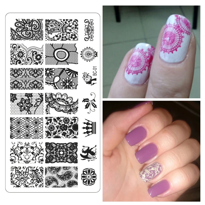 

Nail Stamping Plates 6*12cm Rectangle Nail Stamper emplate Negative Space Geo Flower Stamp DIY Nail Stamping Plate