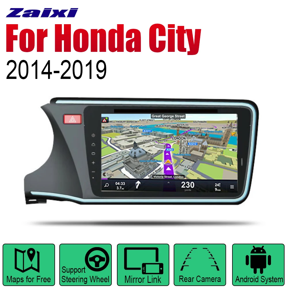 

Автомобильные аксессуары для Honda City 2014-2019, мультимедийный плеер на Android, система GPS-навигации, DSP, стерео, радио, видео, Авторадио 2din